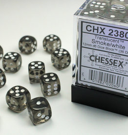 Chessex Chessex 36 x D6 Set Translucent 12mm - Smoke/White
