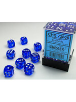 Chessex Chessex 36 x D6 Set Translucent 12mm - Blue/White
