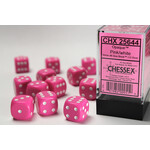 Chessex Chessex 12 x D6 Set Opaque 16mm - Pink/White