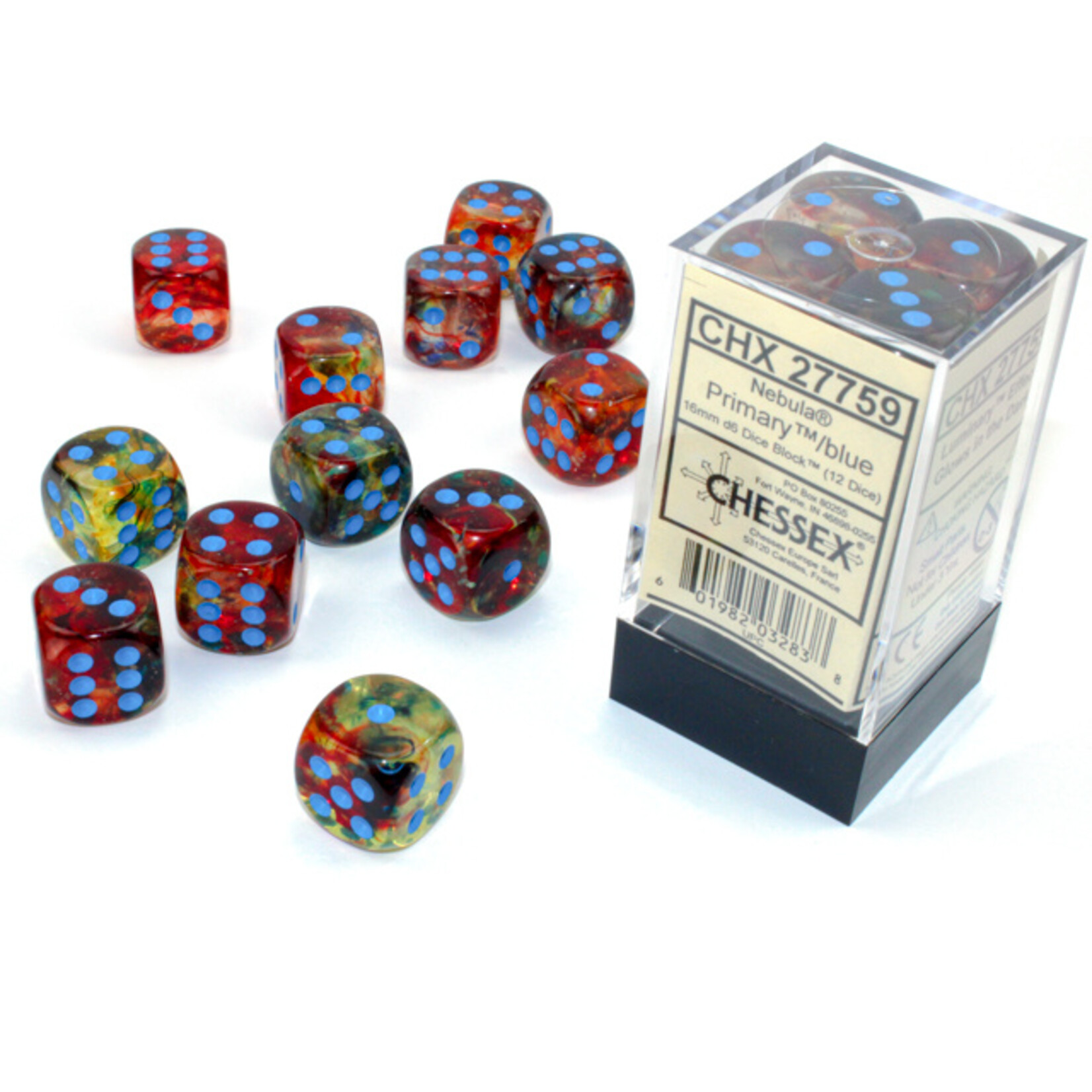 Chessex Chessex 12 x D6 Set Nebula 16mm - Primary/Blue