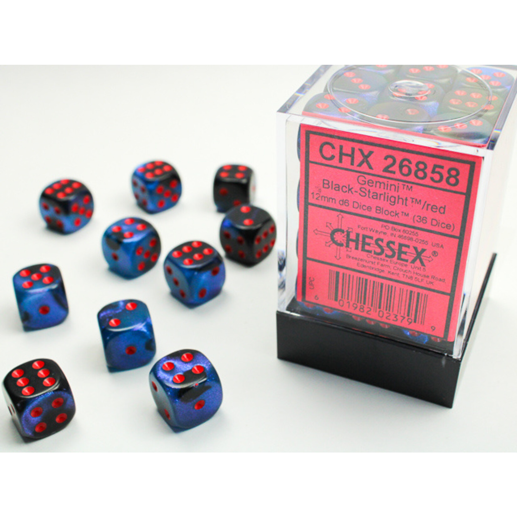 Chessex Chessex 36 x D6 Set Gemini 12mm - Black Starlight/Red