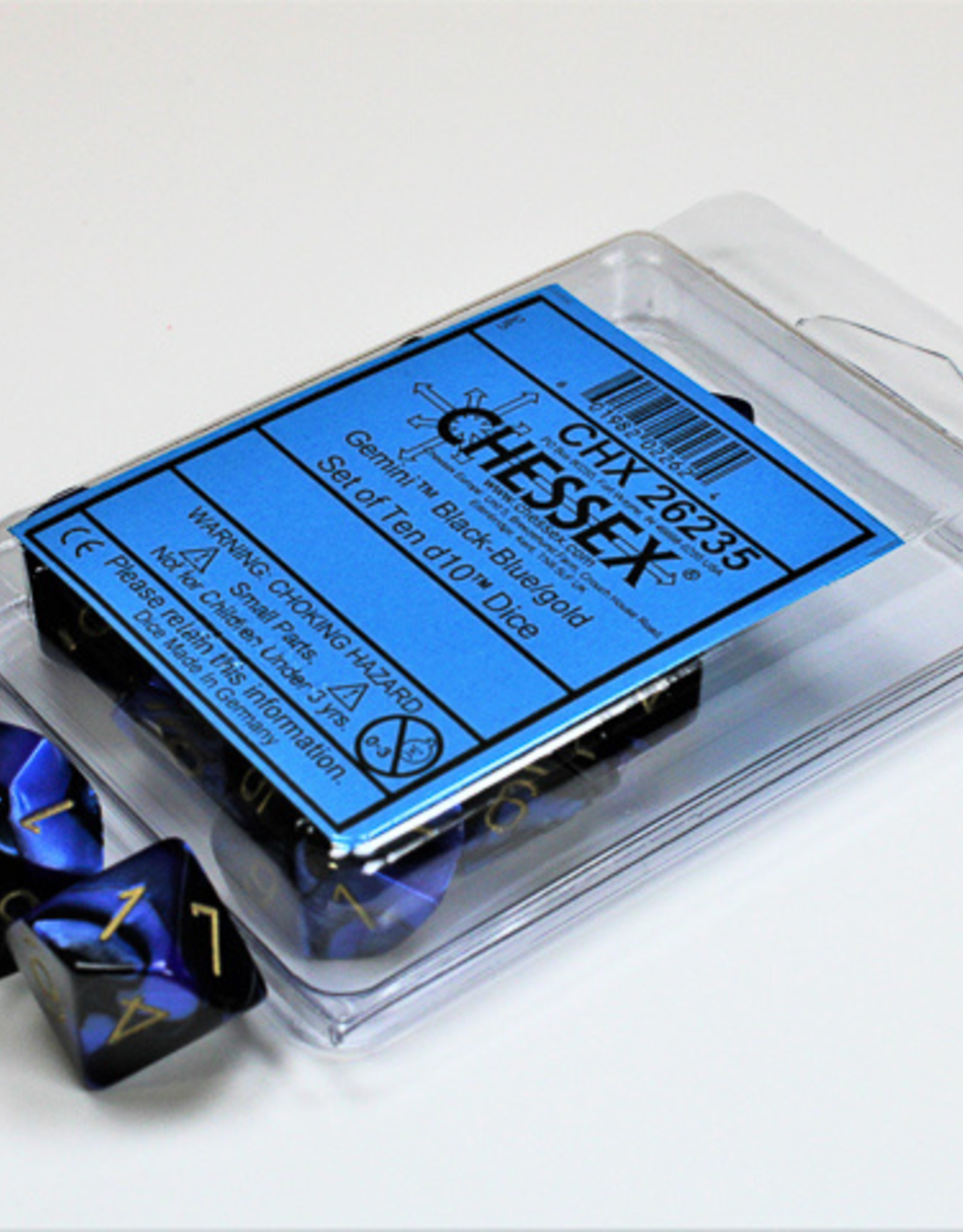 Chessex Chessex 10 x D10 Set Gemini - Black-Blue/Gold