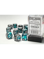 Chessex Chessex 12 x D6 Set Gemini 16mm - Steel-Teal/White