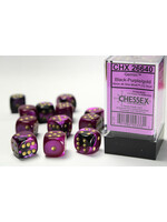 Chessex Chessex 12 x D6 Set Gemini 16mm - Black-Purple/Gold