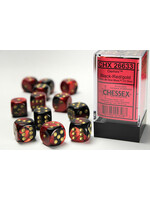 Chessex Chessex 12 x D6 Set Gemini 16mm - Black-Red/Gold