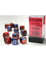 Chessex Chessex 12 x D6 Set Gemini 16mm - Blue-Red/Gold