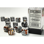 Chessex Chessex 12 x D6 Set Gemini 16mm - Copper-Steel/White