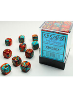 Chessex Chessex 36 x D6 Set Gemini 12mm - Red-Teal/Gold