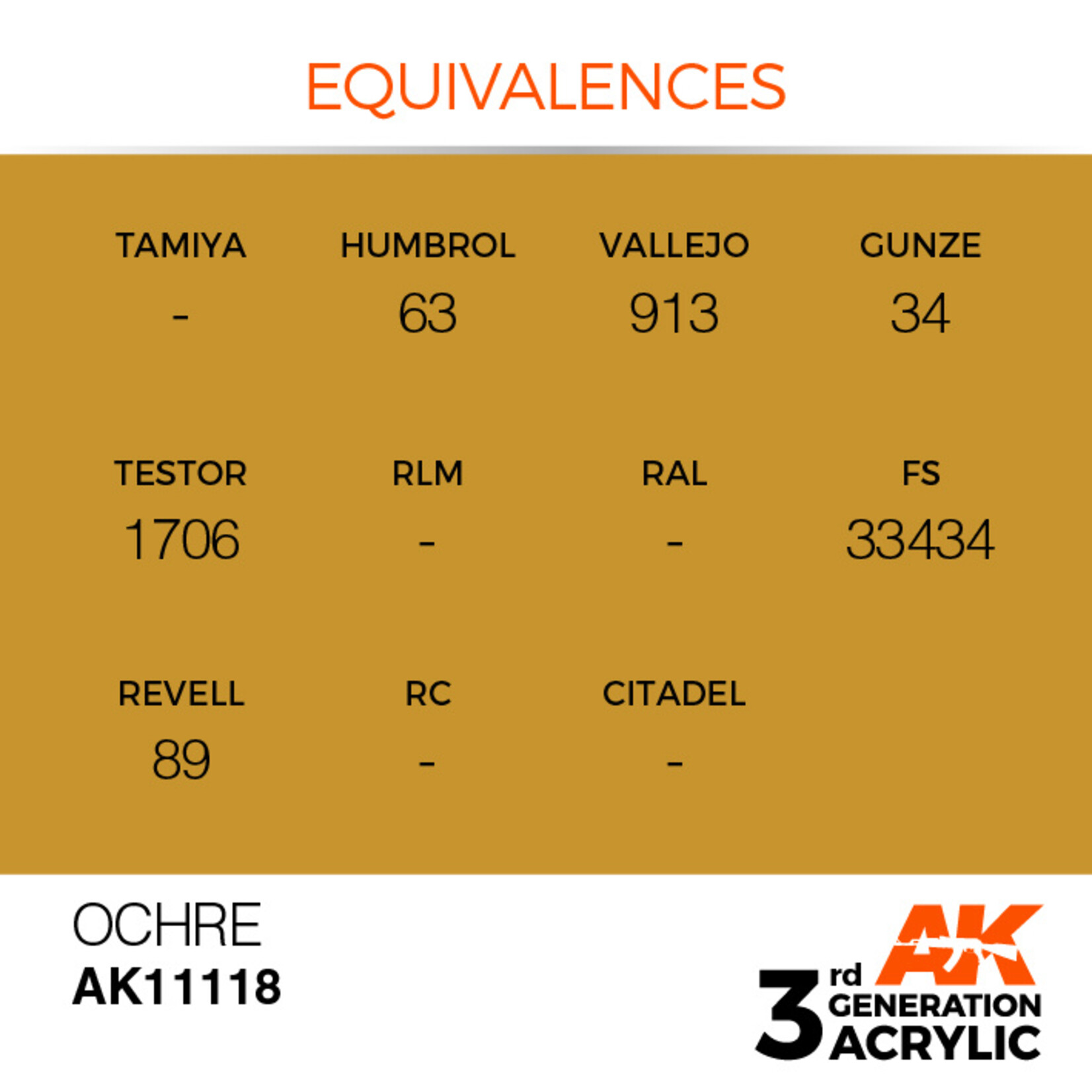 AK Interactive AK 3rd Gen Acrylics: Ocher (17ml)