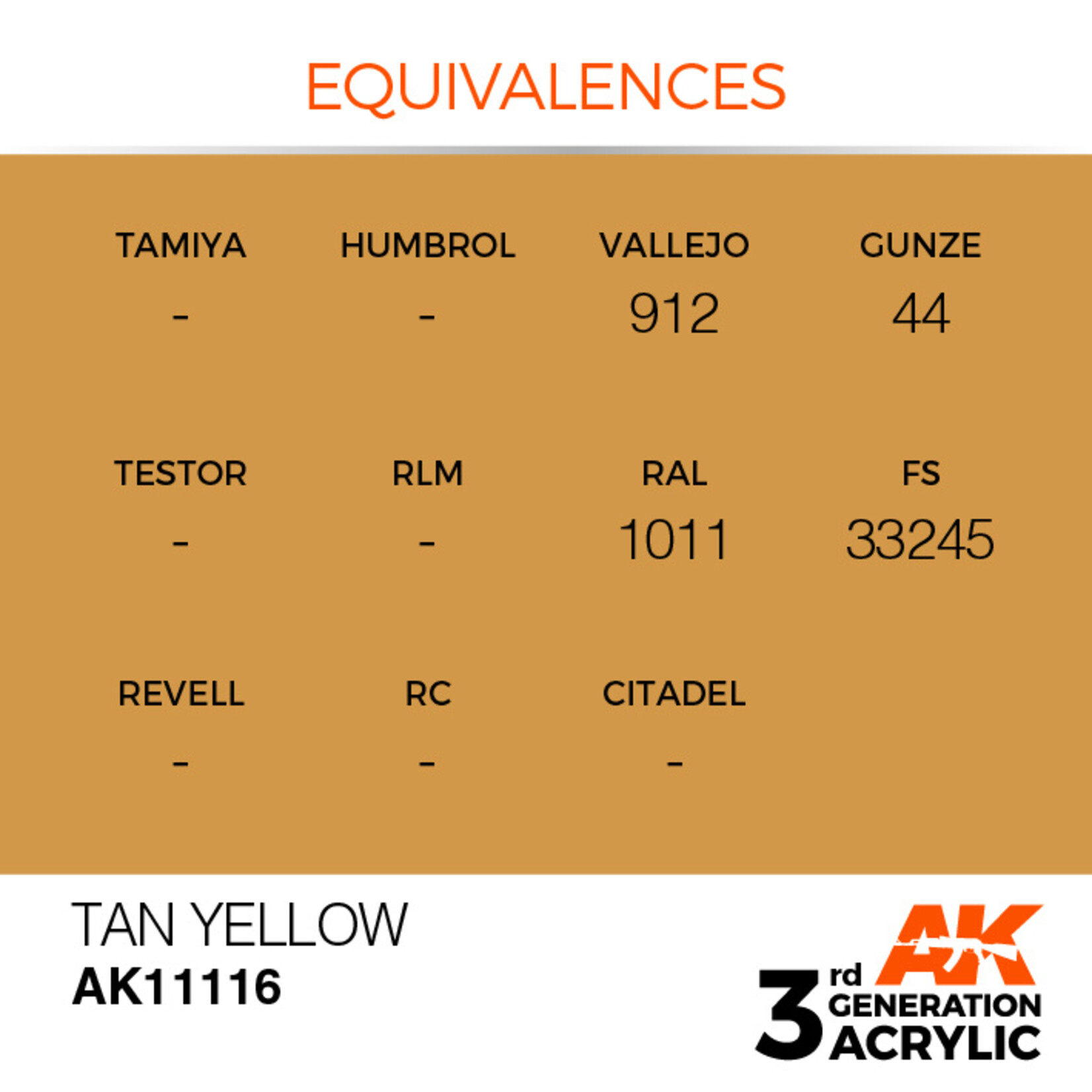 AK Interactive AK 3rd Gen Acrylics: Tan Yellow (17ml)