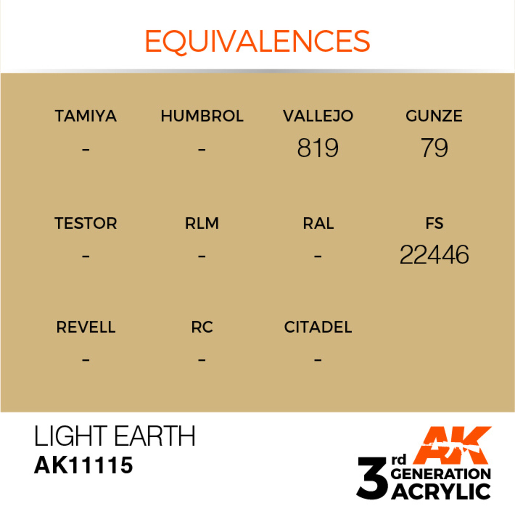 AK Interactive AK 3rd Gen Acrylics: Light Earth (17ml)