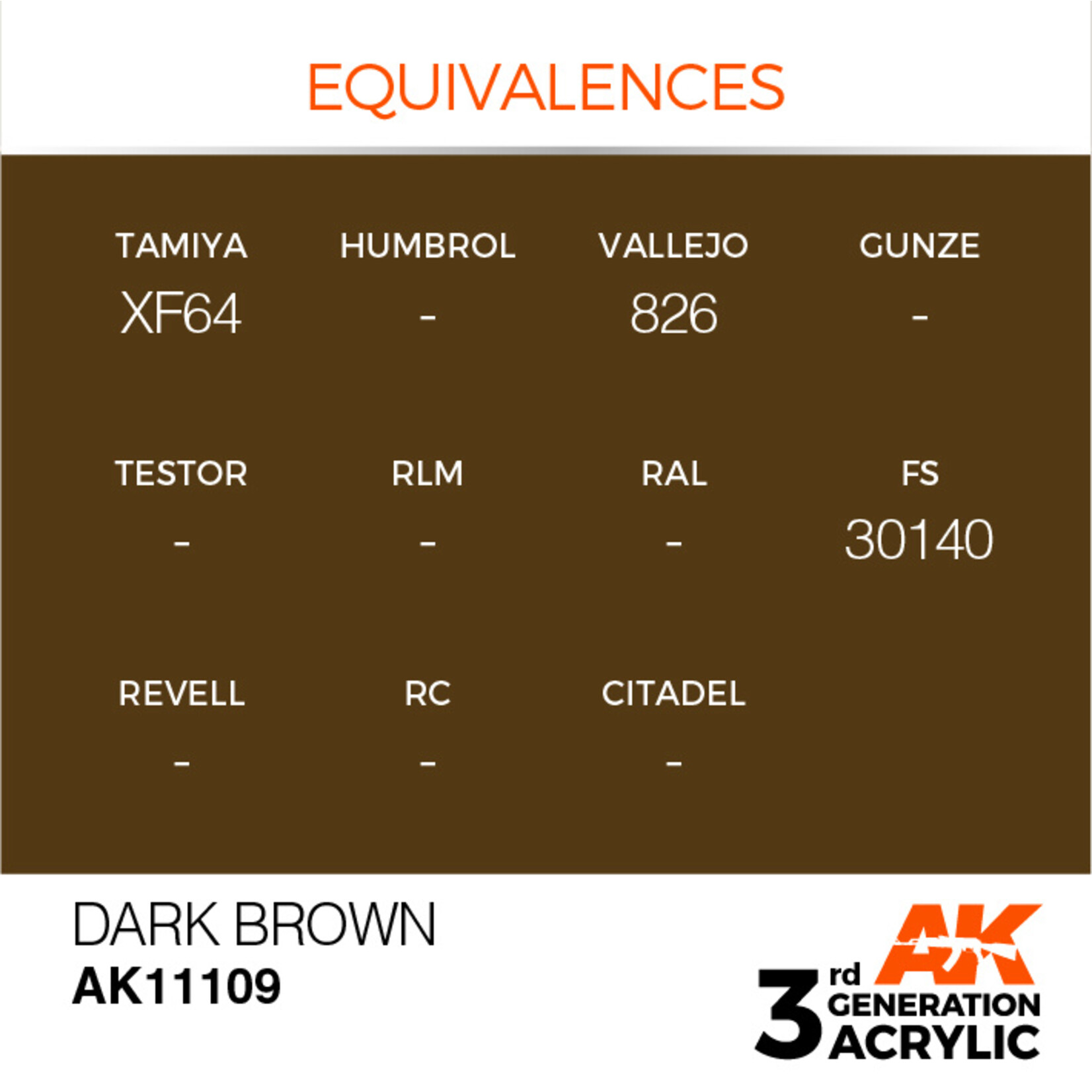 AK Interactive AK 3rd Gen Acrylics: Dark Brown (17ml)