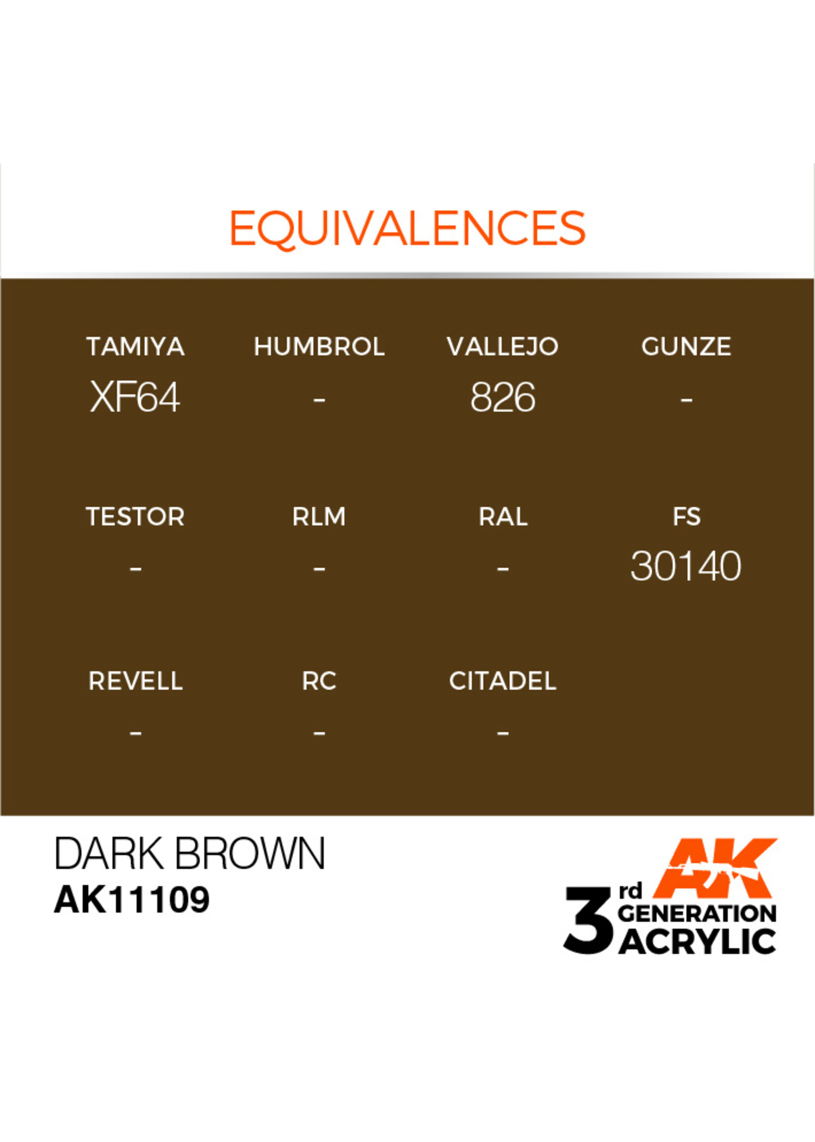 AK Interactive AK 3rd Gen Acrylics: Dark Brown (17ml)