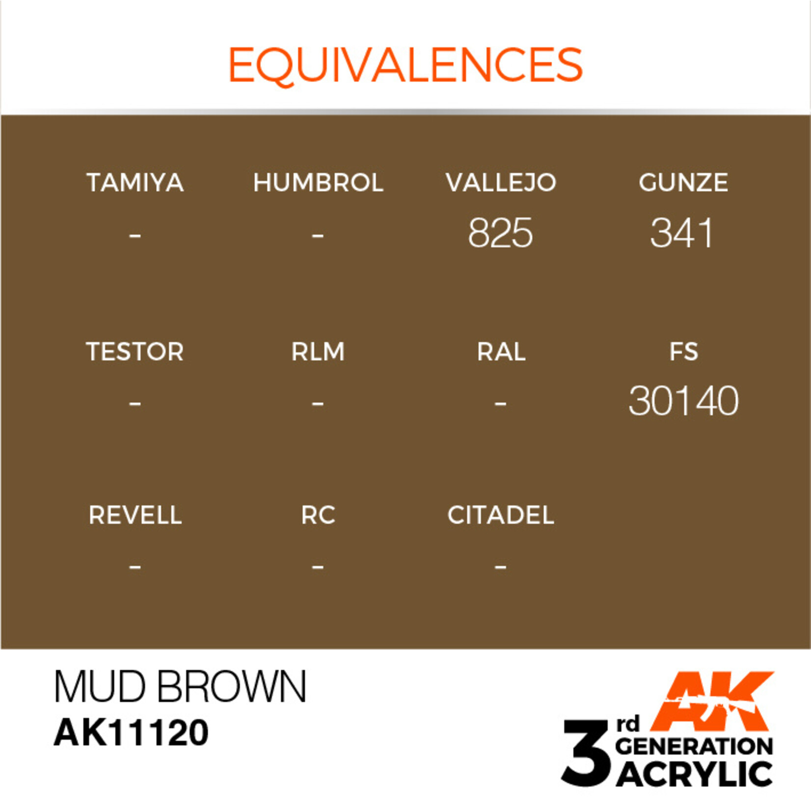 AK Interactive AK 3rd Gen Acrylics: Mud Brown (17ml)