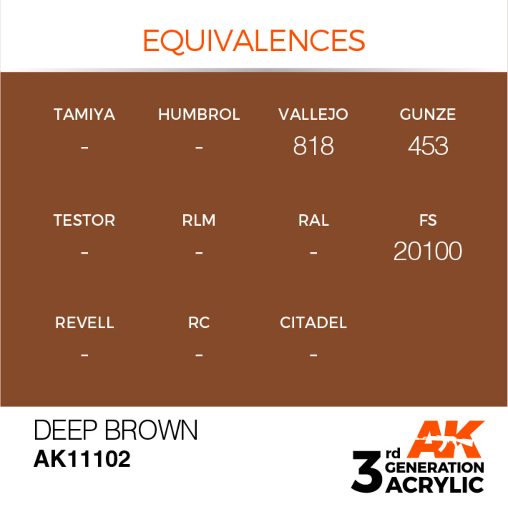 AK Interactive AK 3rd Gen Acrylics: Deep Brown (17ml)