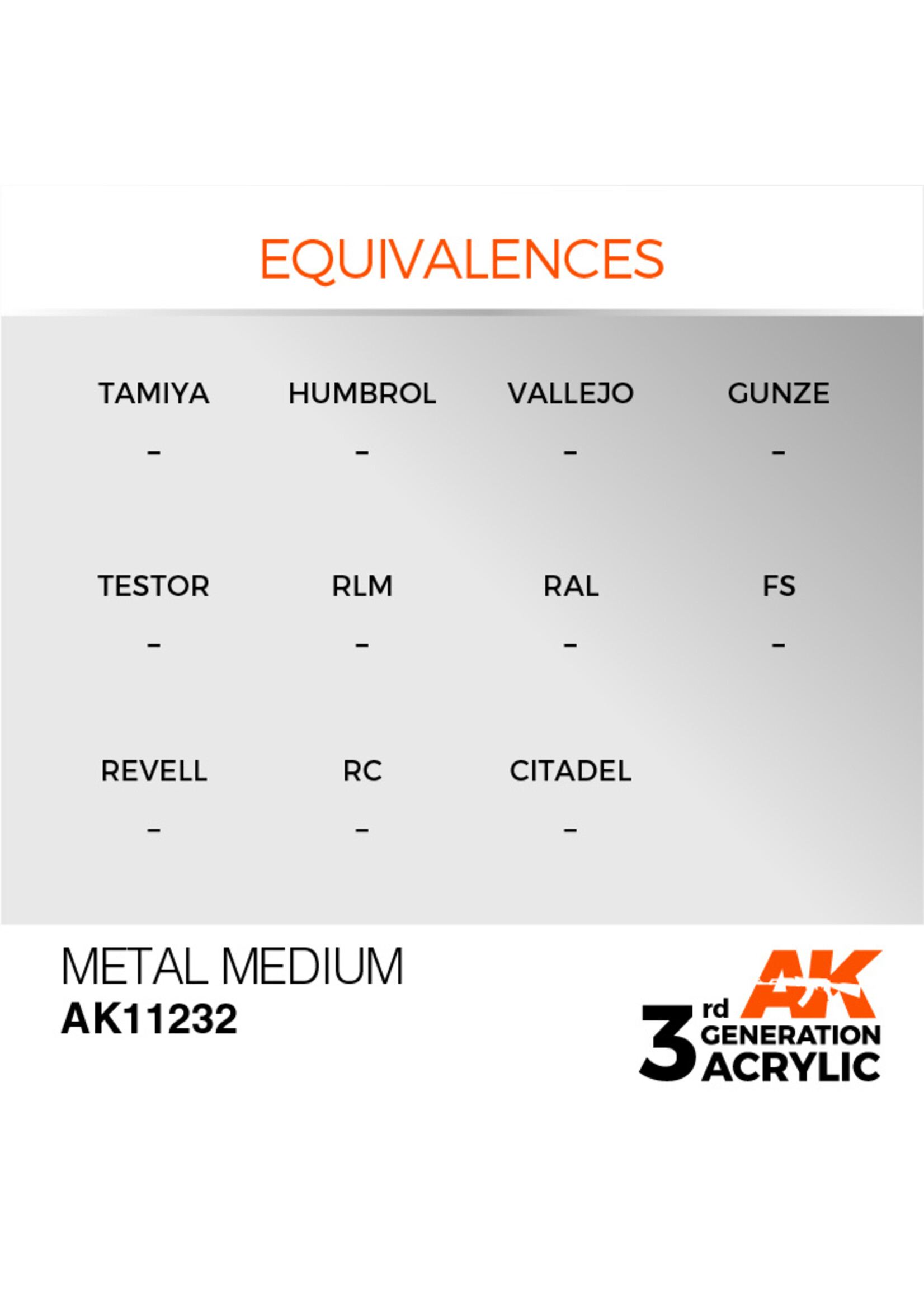 AK Interactive AK 3rd Gen Acrylics: Metal Medium (17ml)