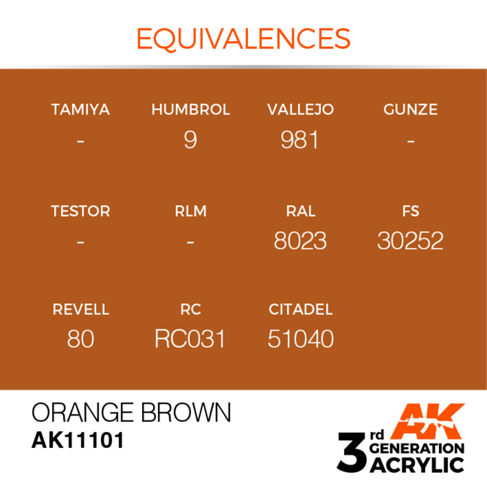 AK Interactive AK 3rd Gen Acrylics: Orange Brown (17ml)