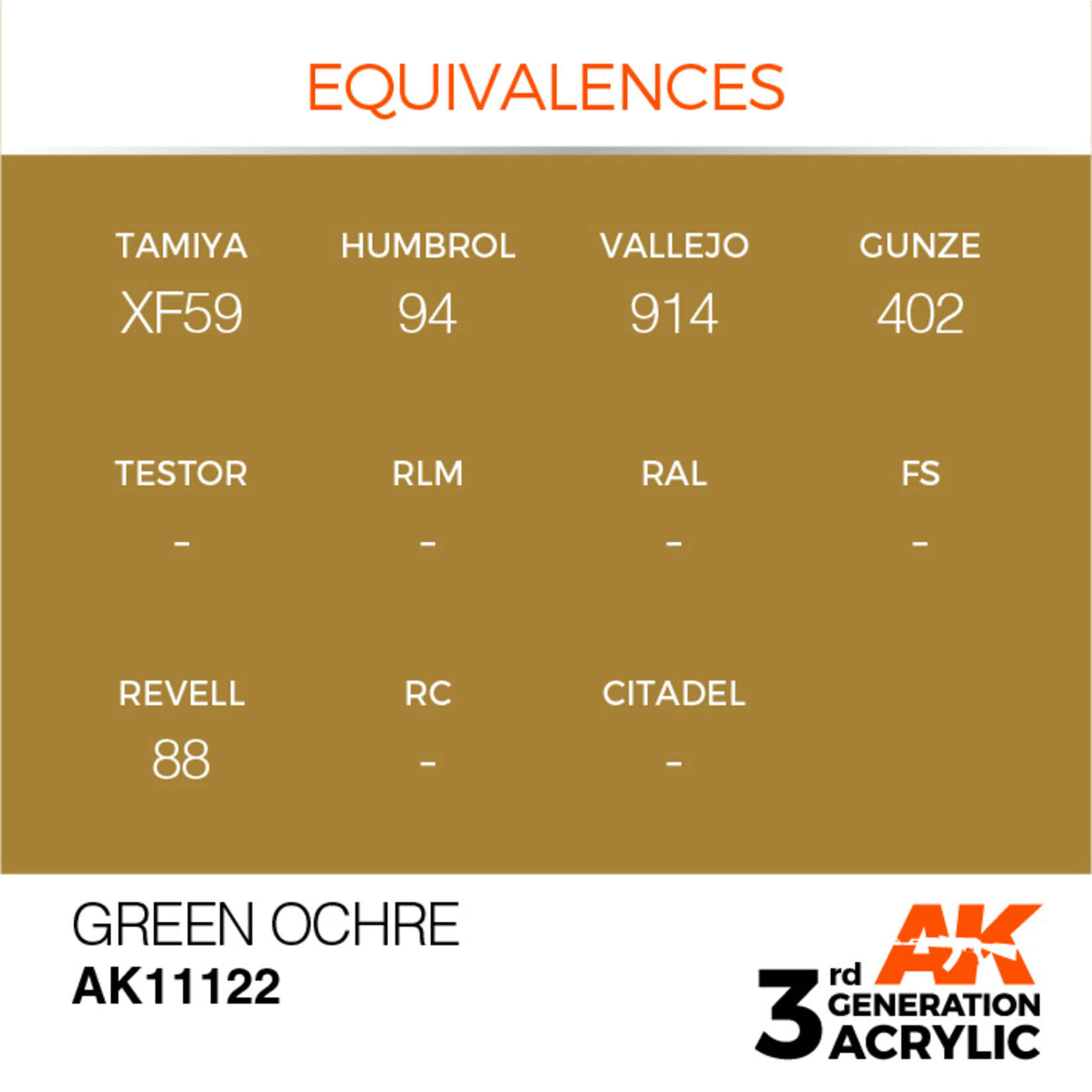 AK Interactive AK 3rd Gen Acrylics: Green Ocher (17ml)