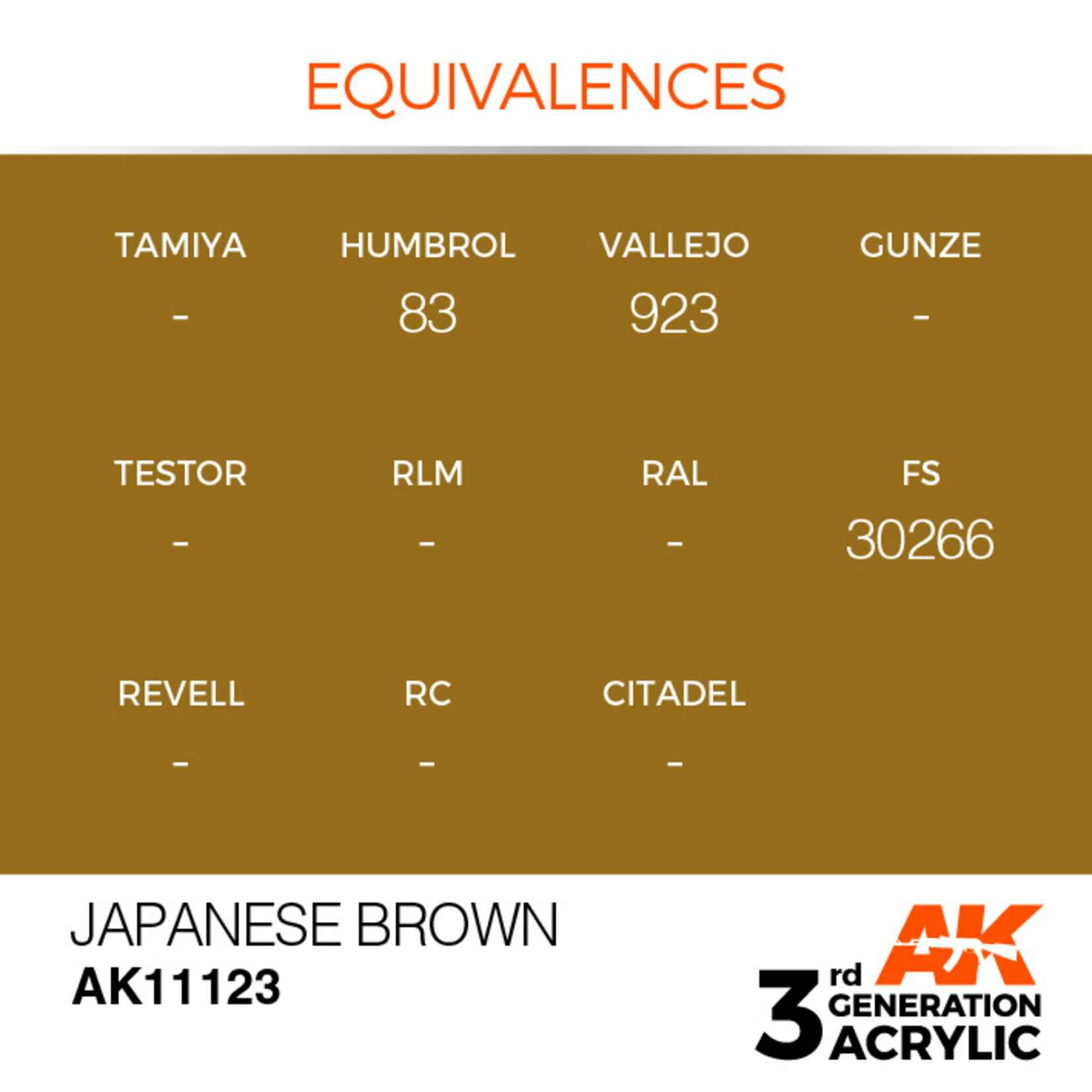 AK Interactive AK 3rd Gen Acrylics: Japanese Brown (17ml)