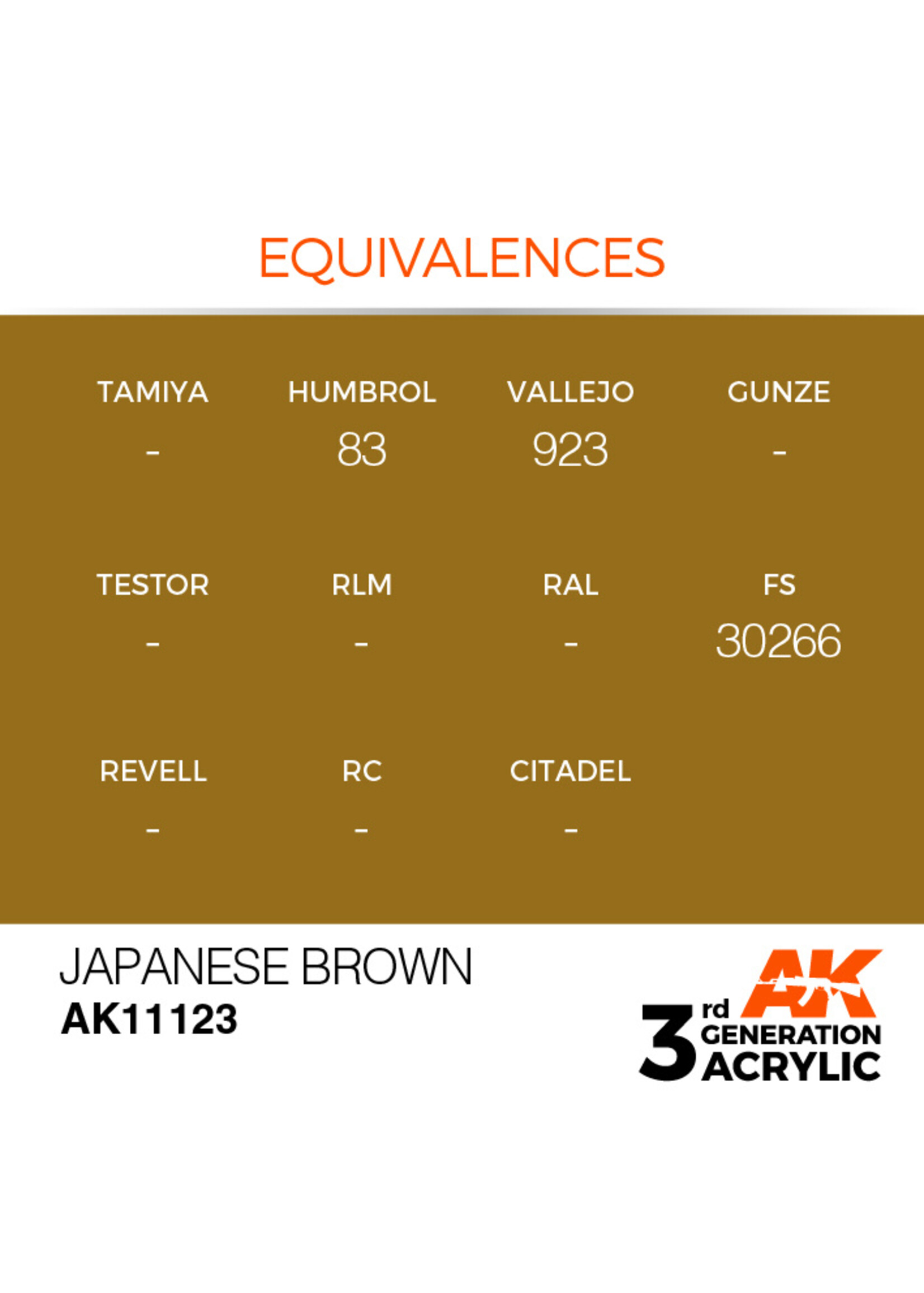 AK Interactive AK 3rd Gen Acrylics: Japanese Brown (17ml)