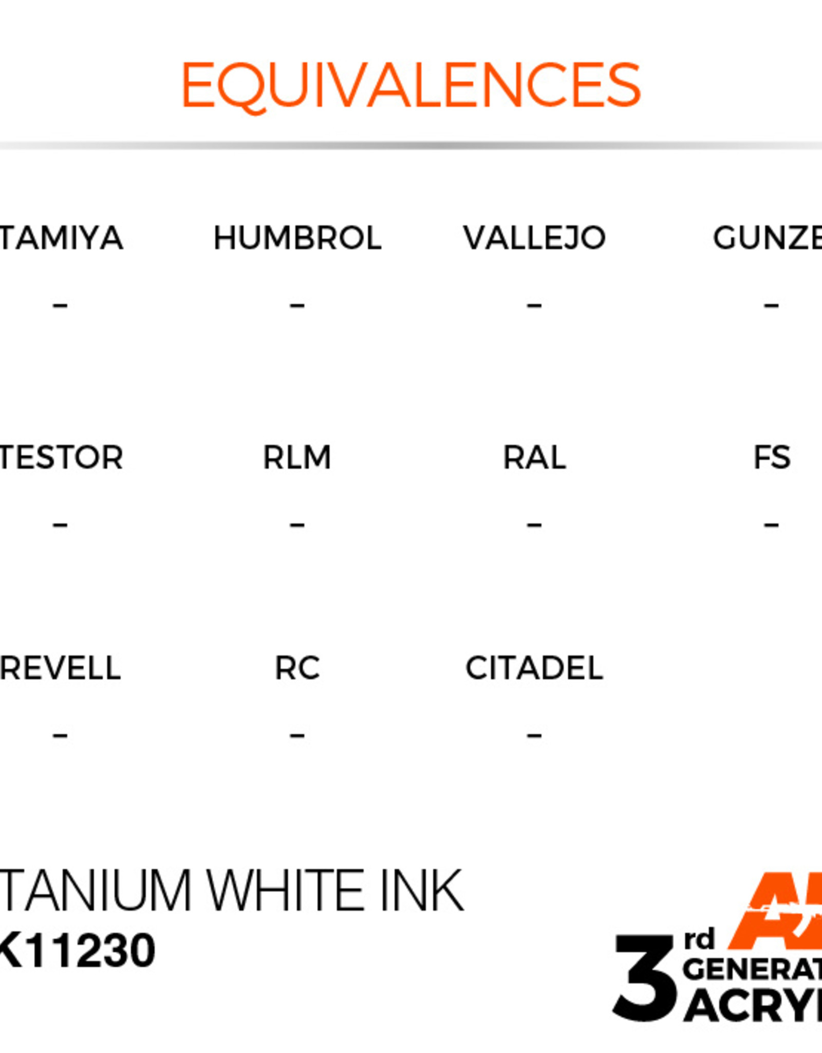 AK Interactive AK 3rd Gen Acrylics: Titanium White INK (17ml)