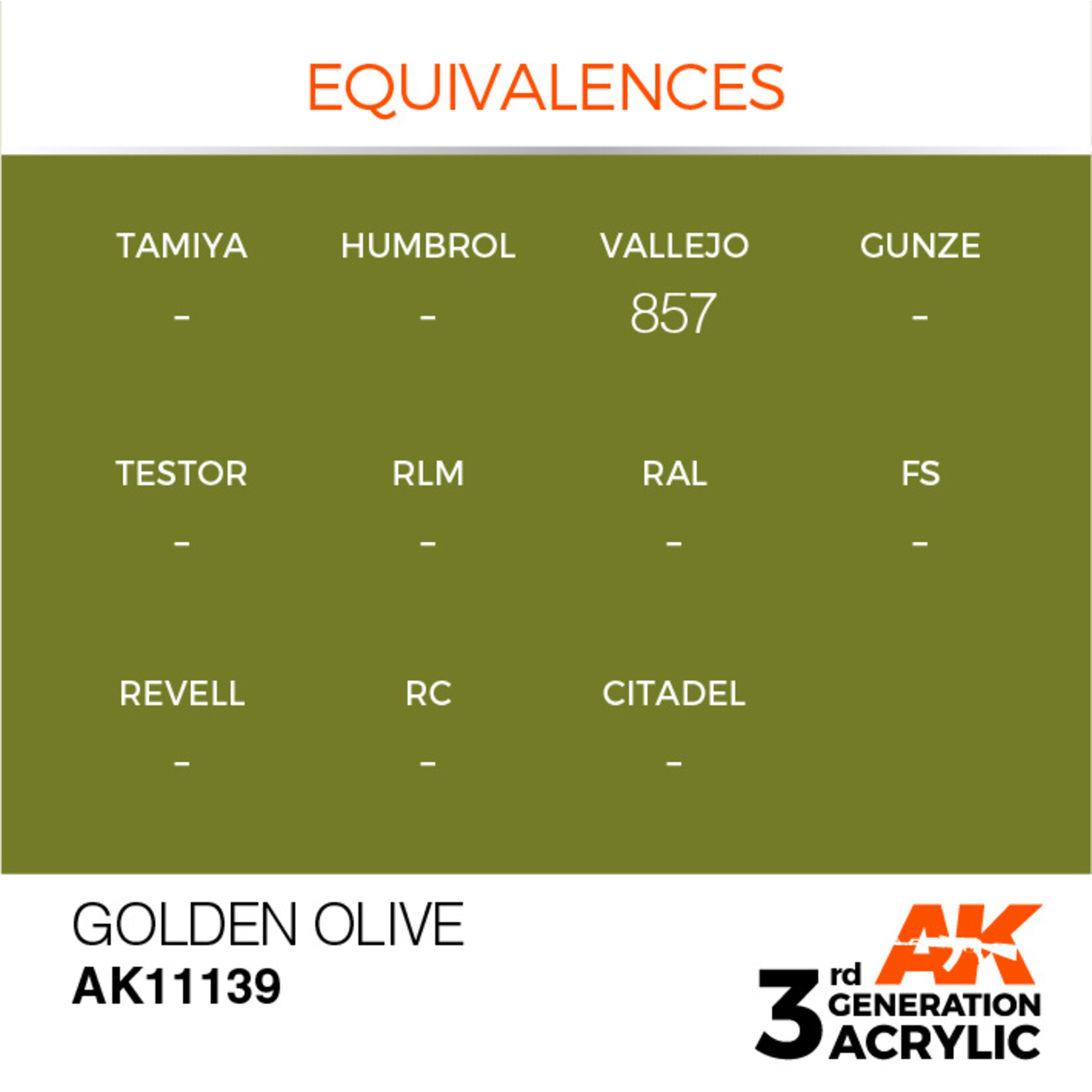 AK Interactive AK 3rd Gen Acrylics: Golden Olive (17ml)