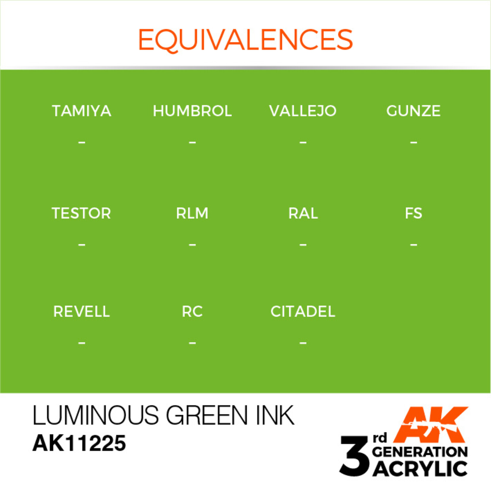 AK Interactive AK 3rd Gen Acrylics: Luminous Green INK (17ml) **