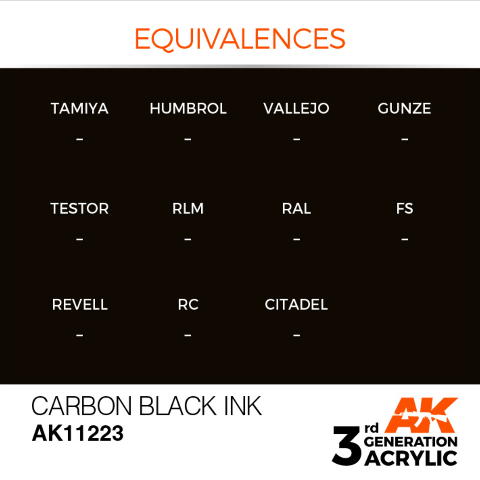 AK Interactive AK 3rd Gen Acrylics: Carbon Black INK (17ml)