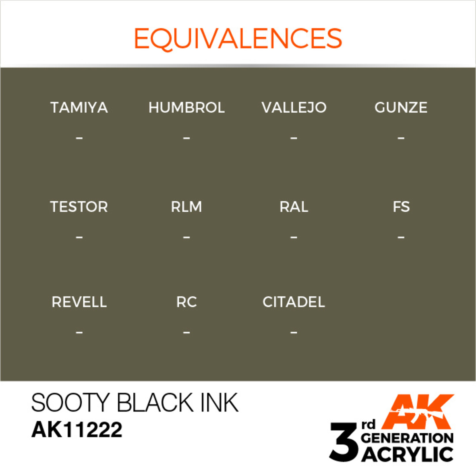 AK Interactive AK 3rd Gen Acrylics: Sooty Black INK (17ml)