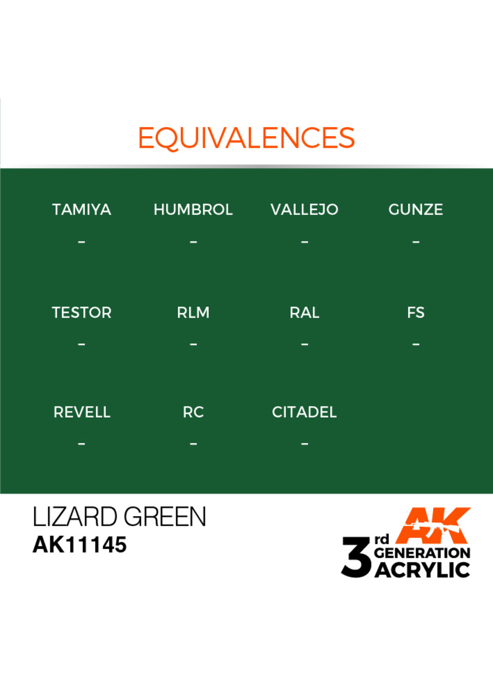 AK Interactive AK 3rd Gen Acrylics: Lizard Green (17ml)