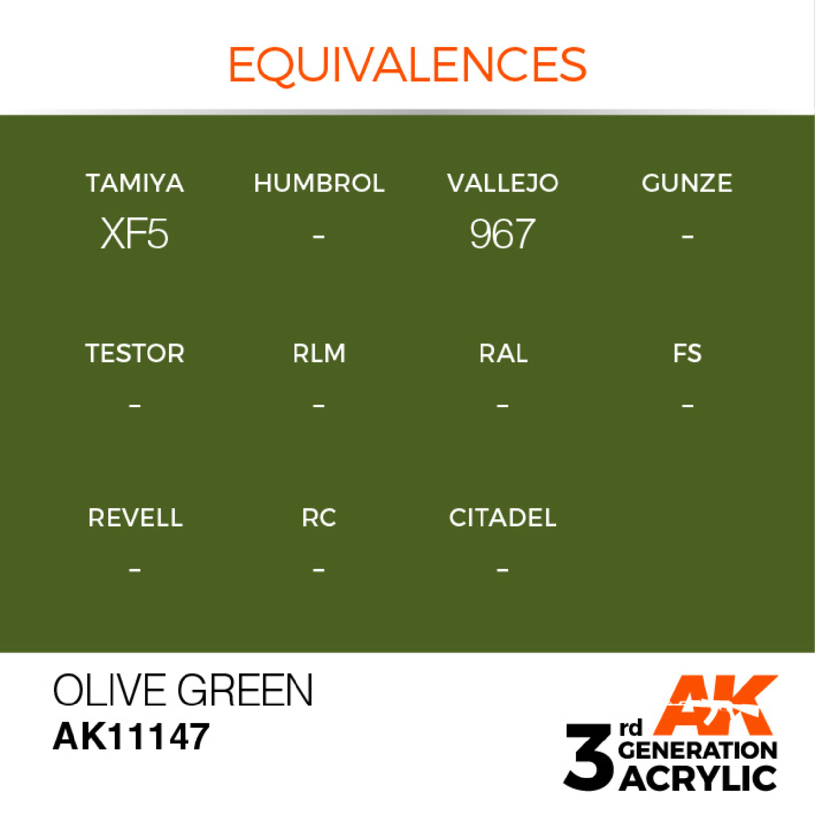 AK Interactive AK 3rd Gen Acrylics: Olive Green (17ml)