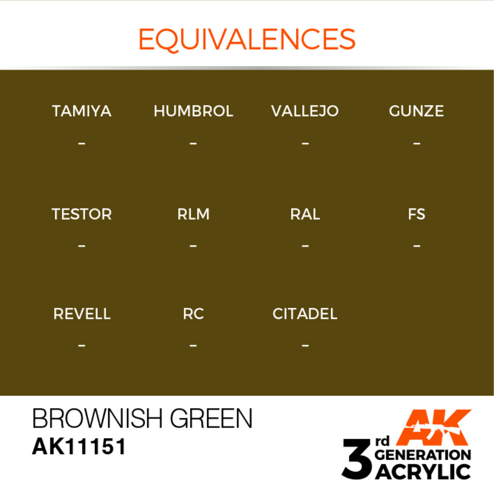 AK Interactive AK 3rd Gen Acrylics: Brownish Green (17ml)