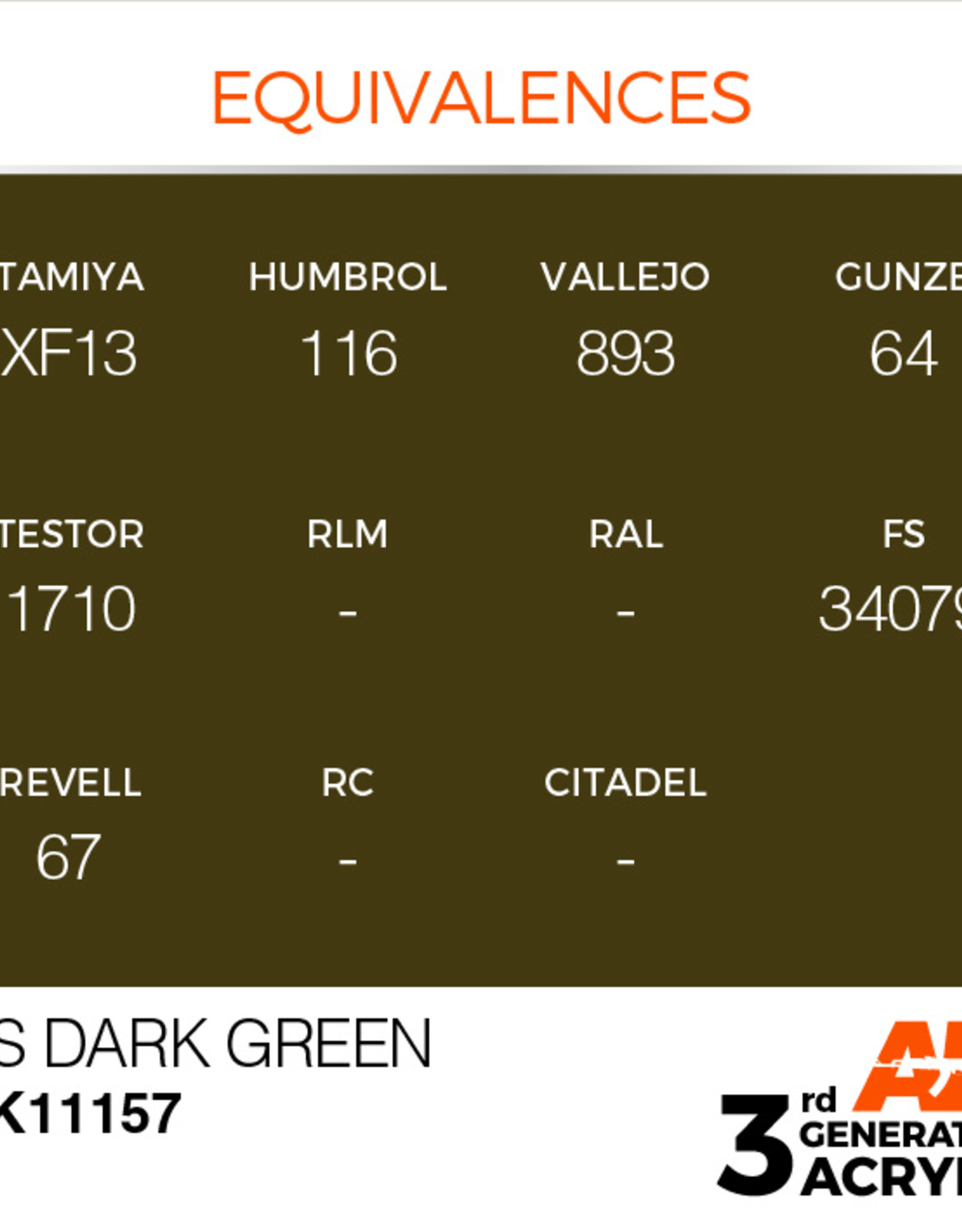 AK Interactive AK 3rd Gen Acrylics: US Dark Green (17ml)