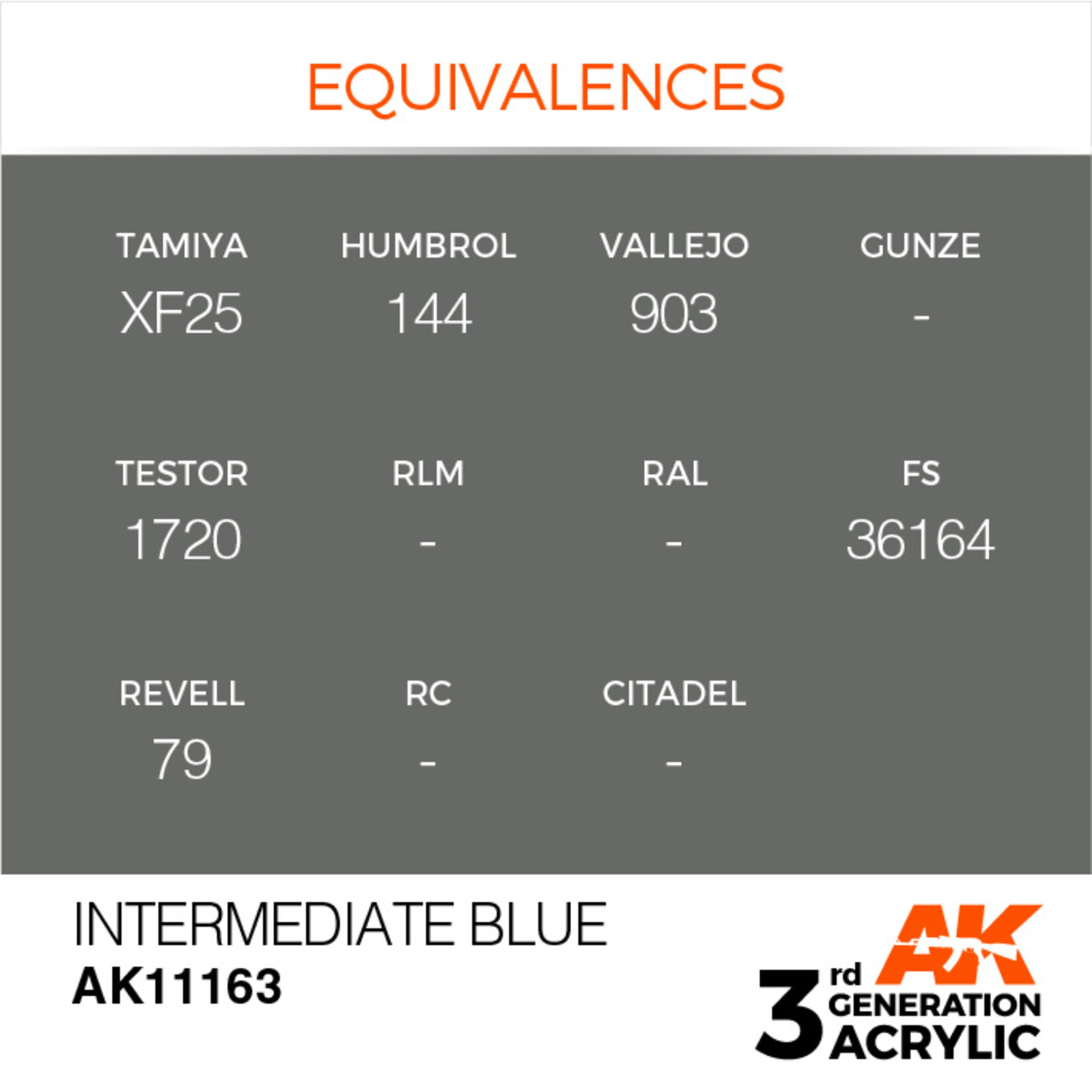 AK Interactive AK 3rd Gen Acrylics: Intermediate Blue (17ml)
