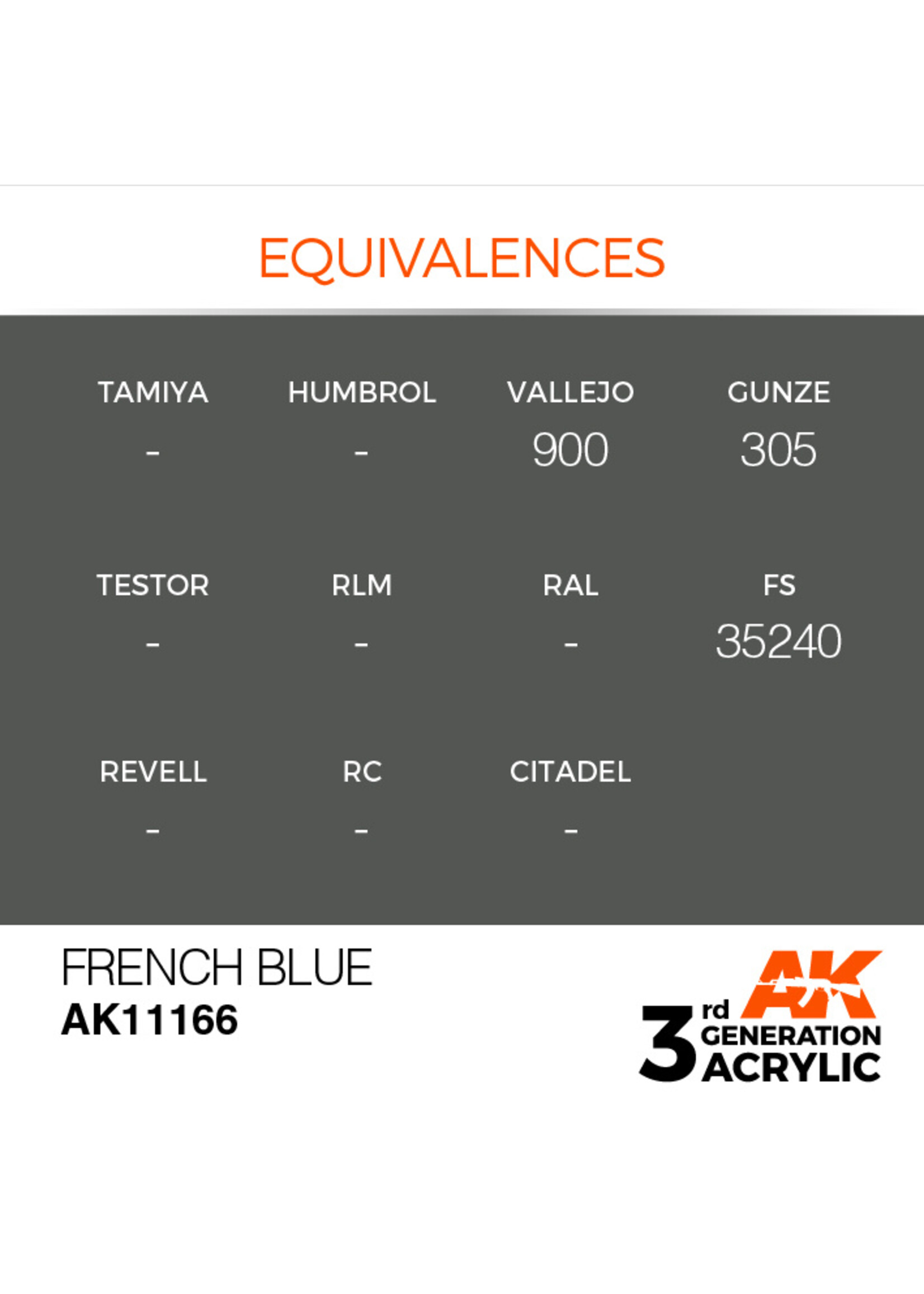 AK Interactive AK 3rd Gen Acrylics: French Blue (17ml)