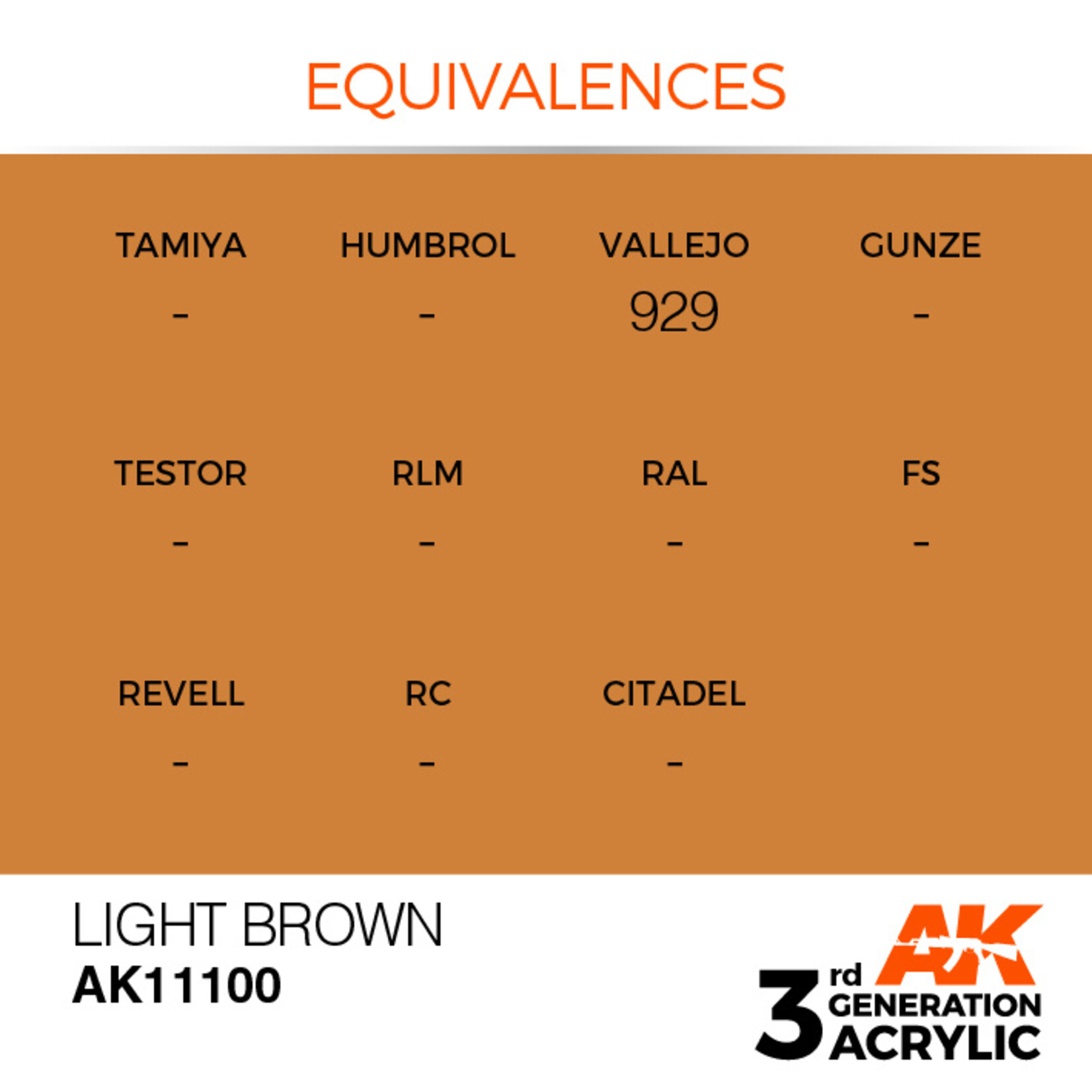 AK Interactive AK 3rd Gen Acrylics: Light Brown (17ml)