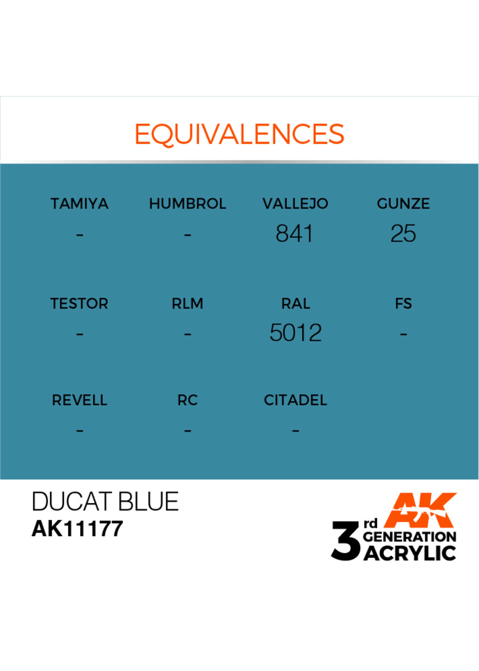 AK Interactive AK 3rd Gen Acrylics: Ducat Blue (17ml)