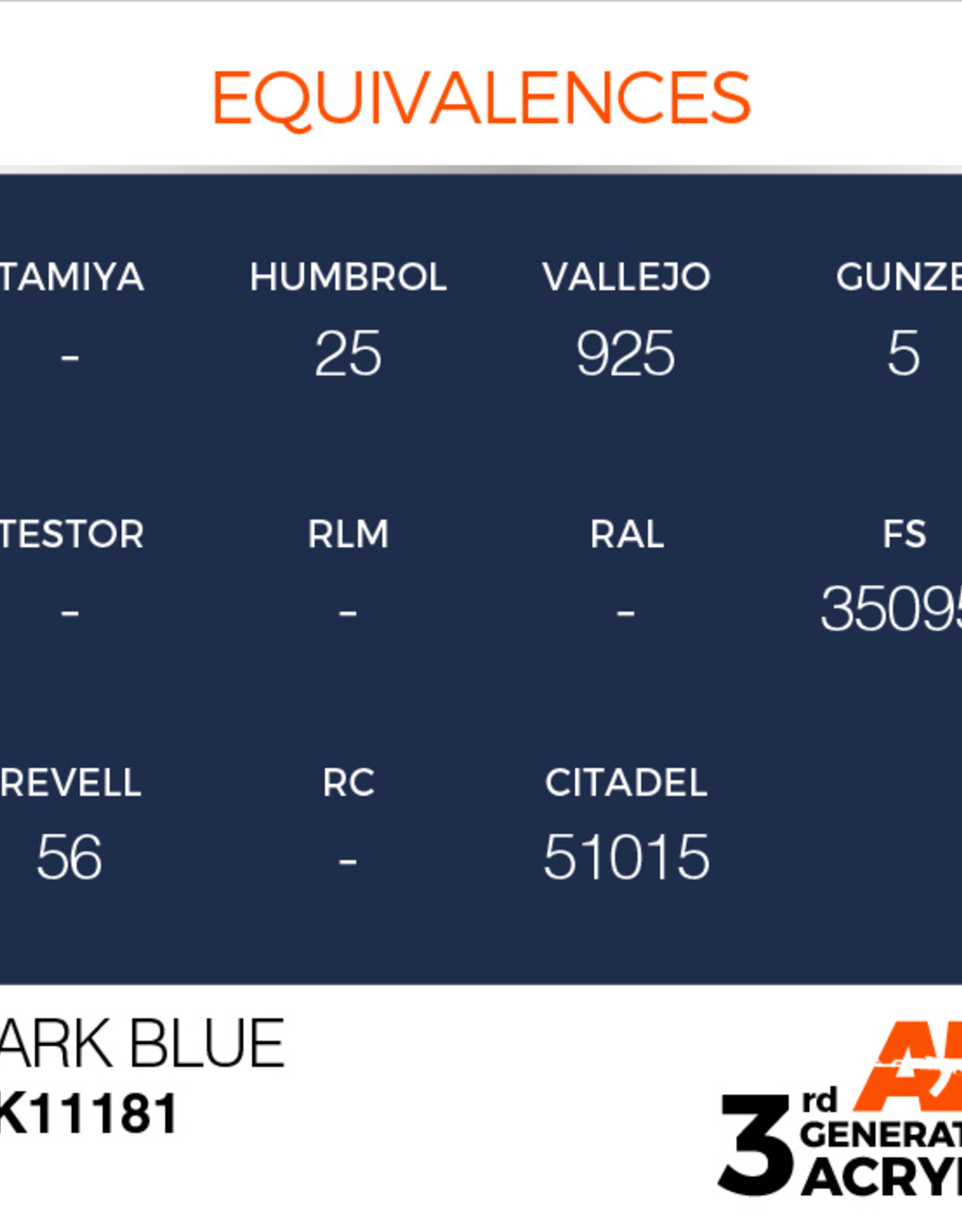 AK Interactive AK 3rd Gen Acrylics: Dark Blue (17ml)