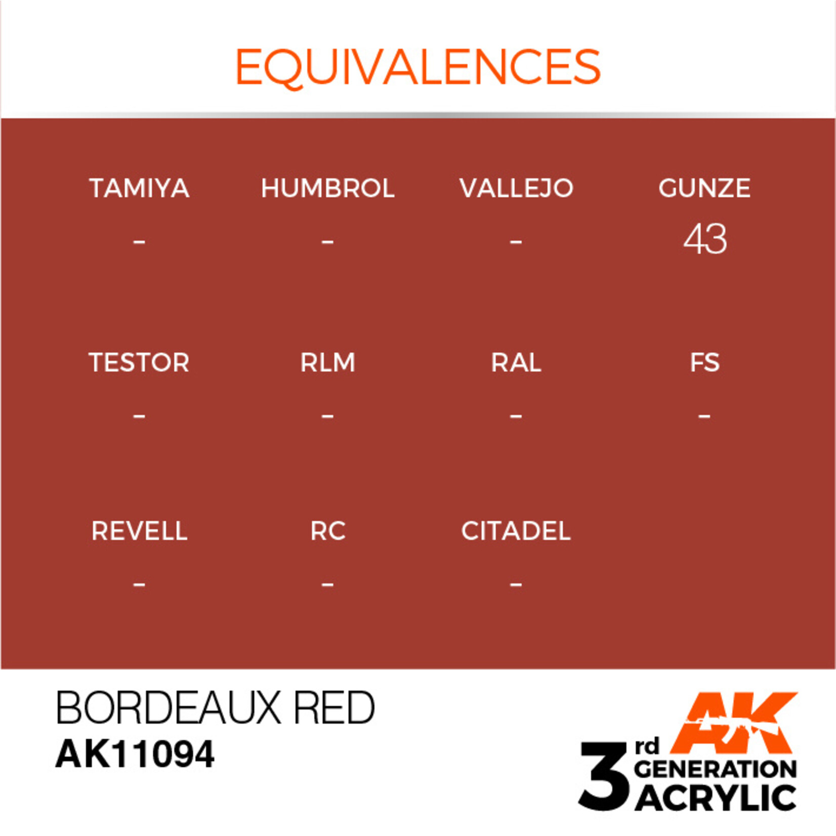 AK Interactive AK 3rd Gen Acrylics: Bordeaux Red (17ml)