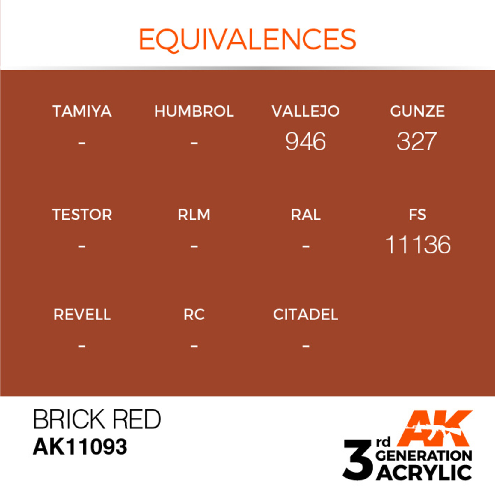 AK Interactive AK 3rd Gen Acrylics: Brick Red (17ml)
