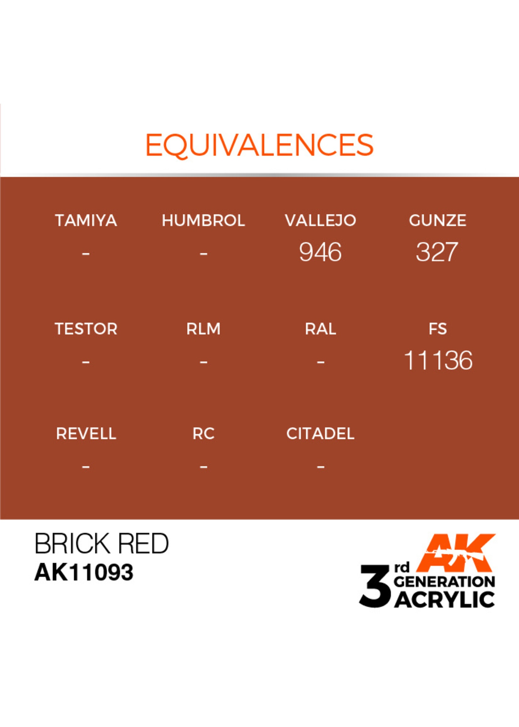AK Interactive AK 3rd Gen Acrylics: Brick Red (17ml)