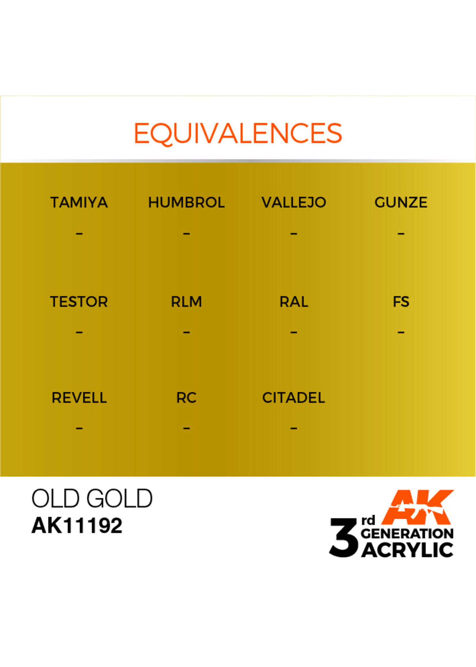 AK Interactive AK 3rd Gen Acrylics: Old Gold (17ml)