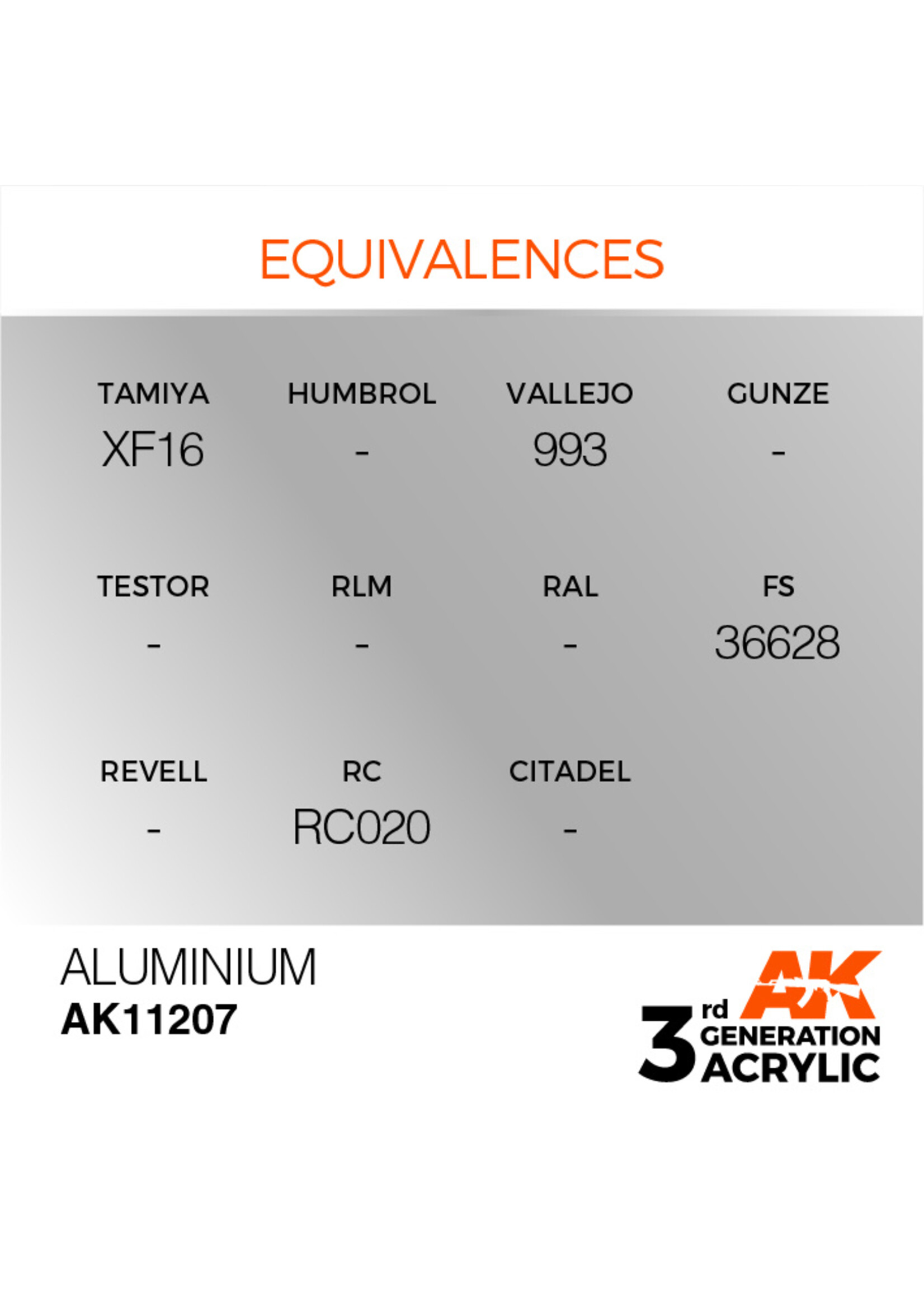 AK Interactive AK 3rd Gen Acrylics: Aluminium (17ml)