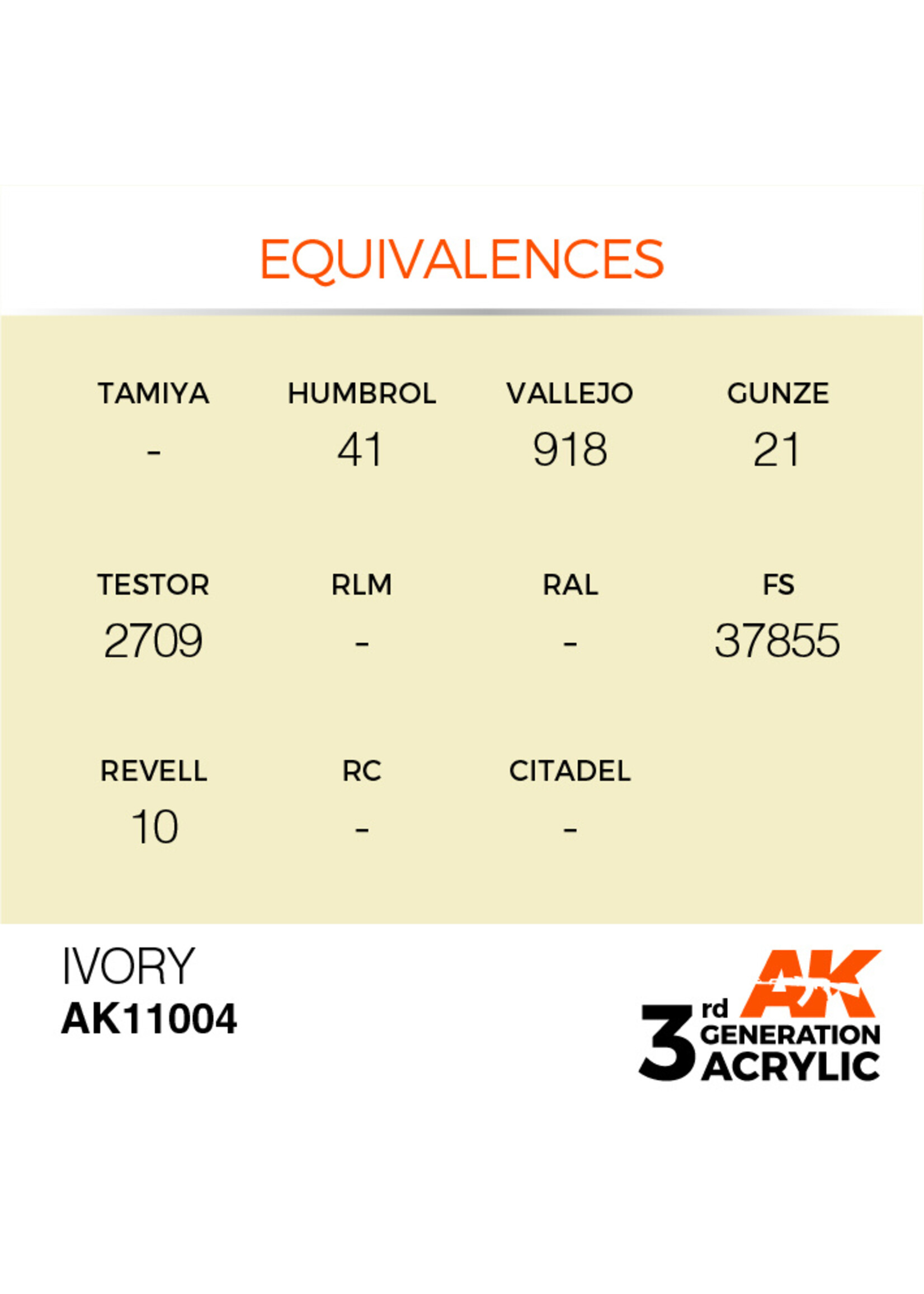 AK Interactive AK 3rd Gen Acrylics: Ivory (17ml)