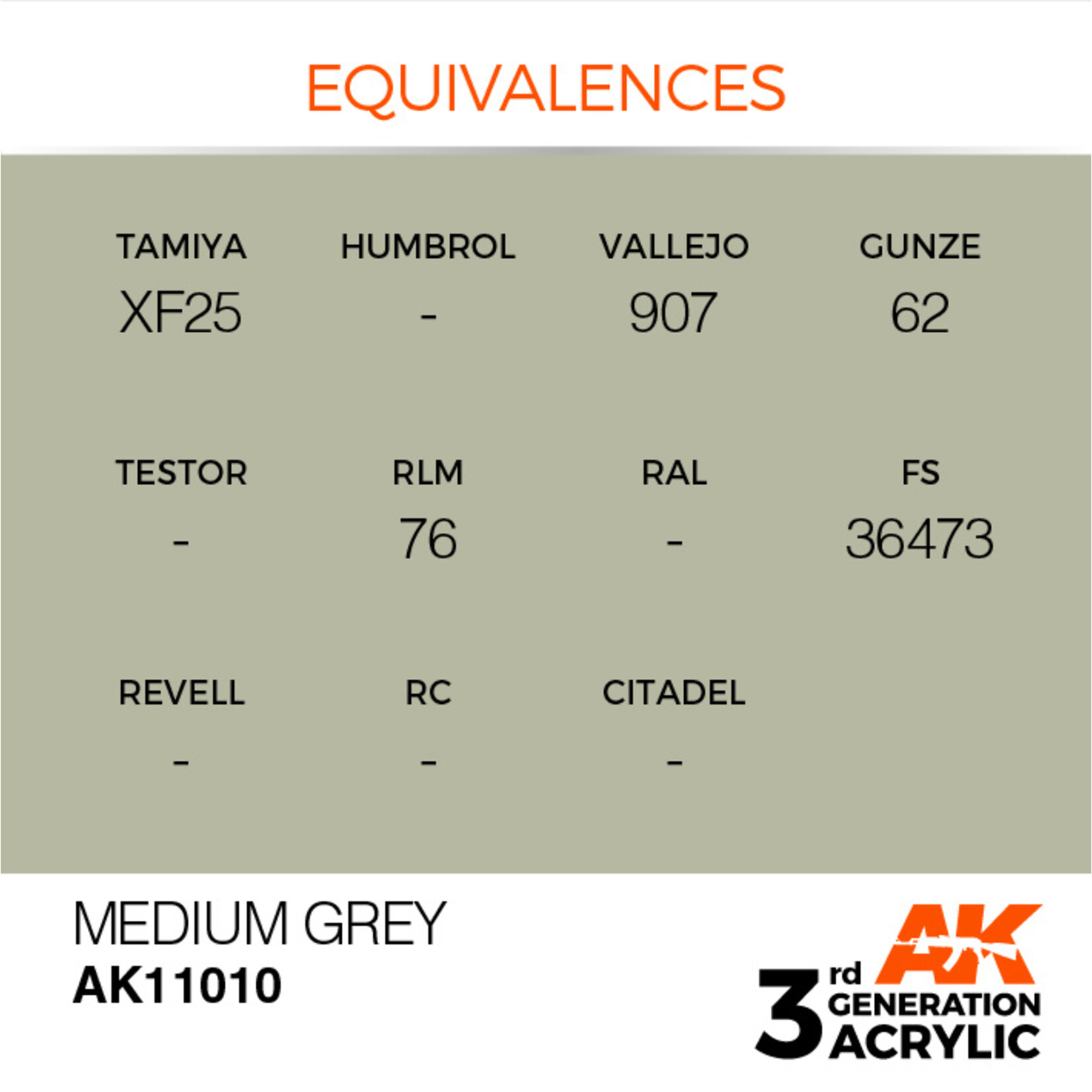 AK Interactive AK 3rd Gen Acrylics: Medium Grey (17ml)