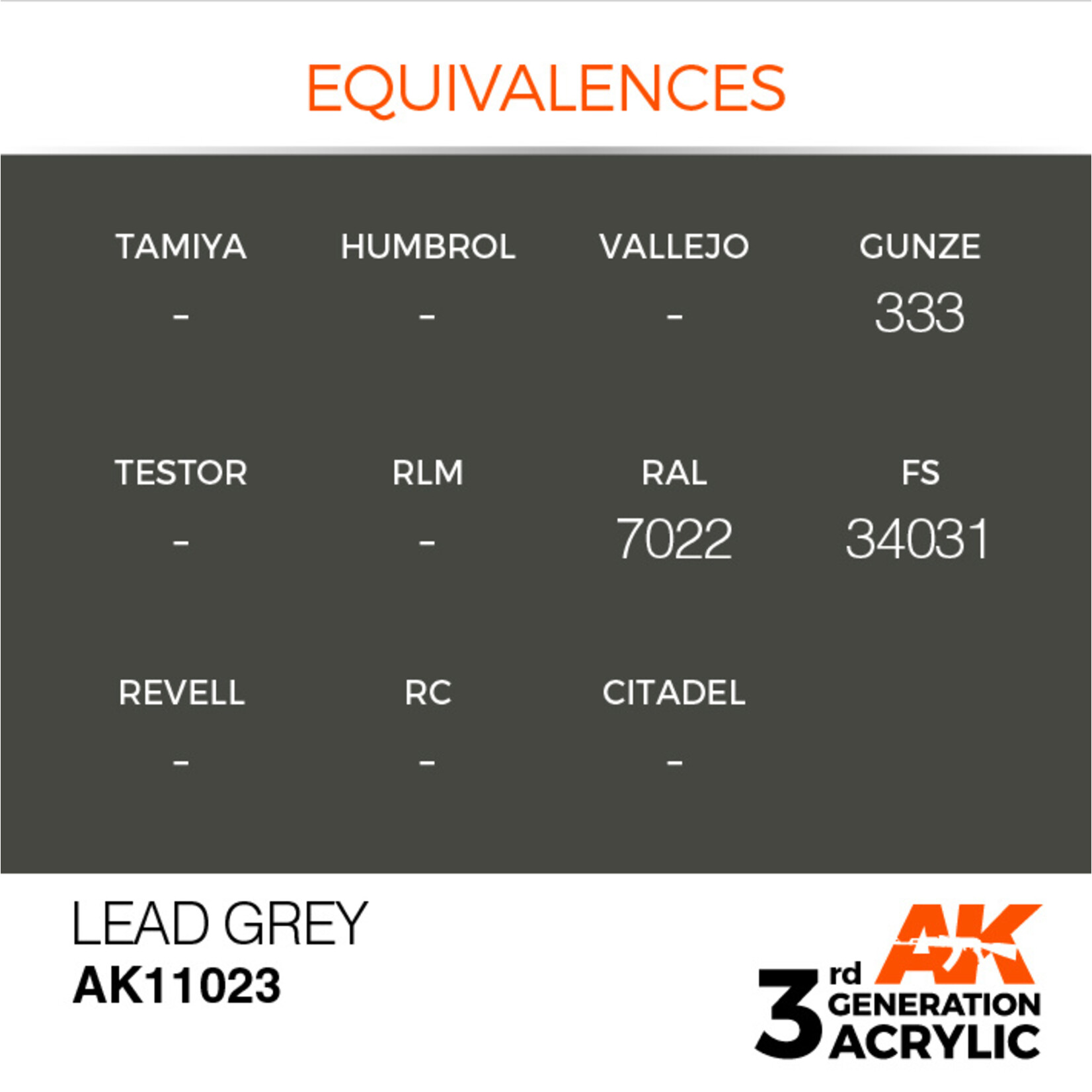 AK Interactive AK 3rd Gen Acrylics: Lead Grey (17ml)