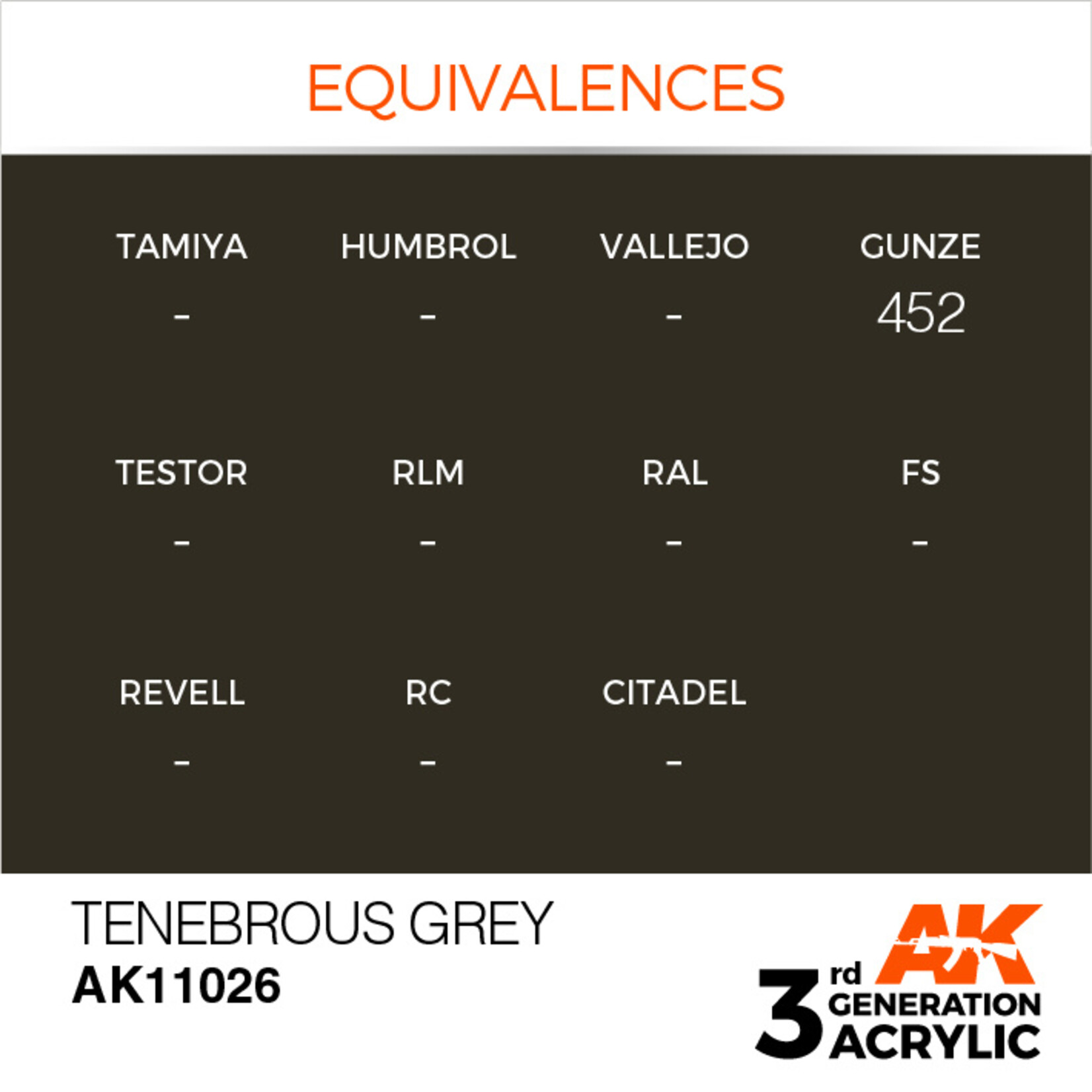 AK Interactive AK 3rd Gen Acrylics: Tenebrous Grey (17ml)