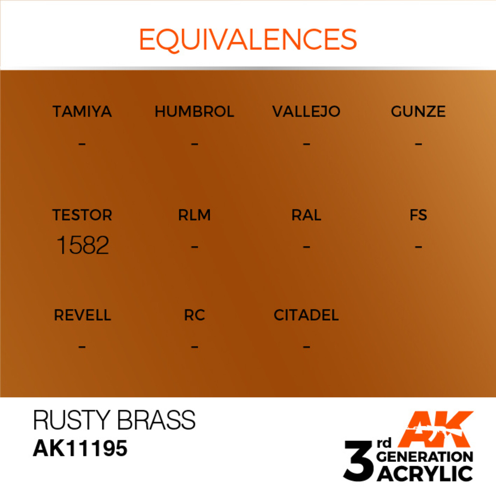 AK Interactive AK 3rd Gen Acrylics: Rusty Brass (17ml)