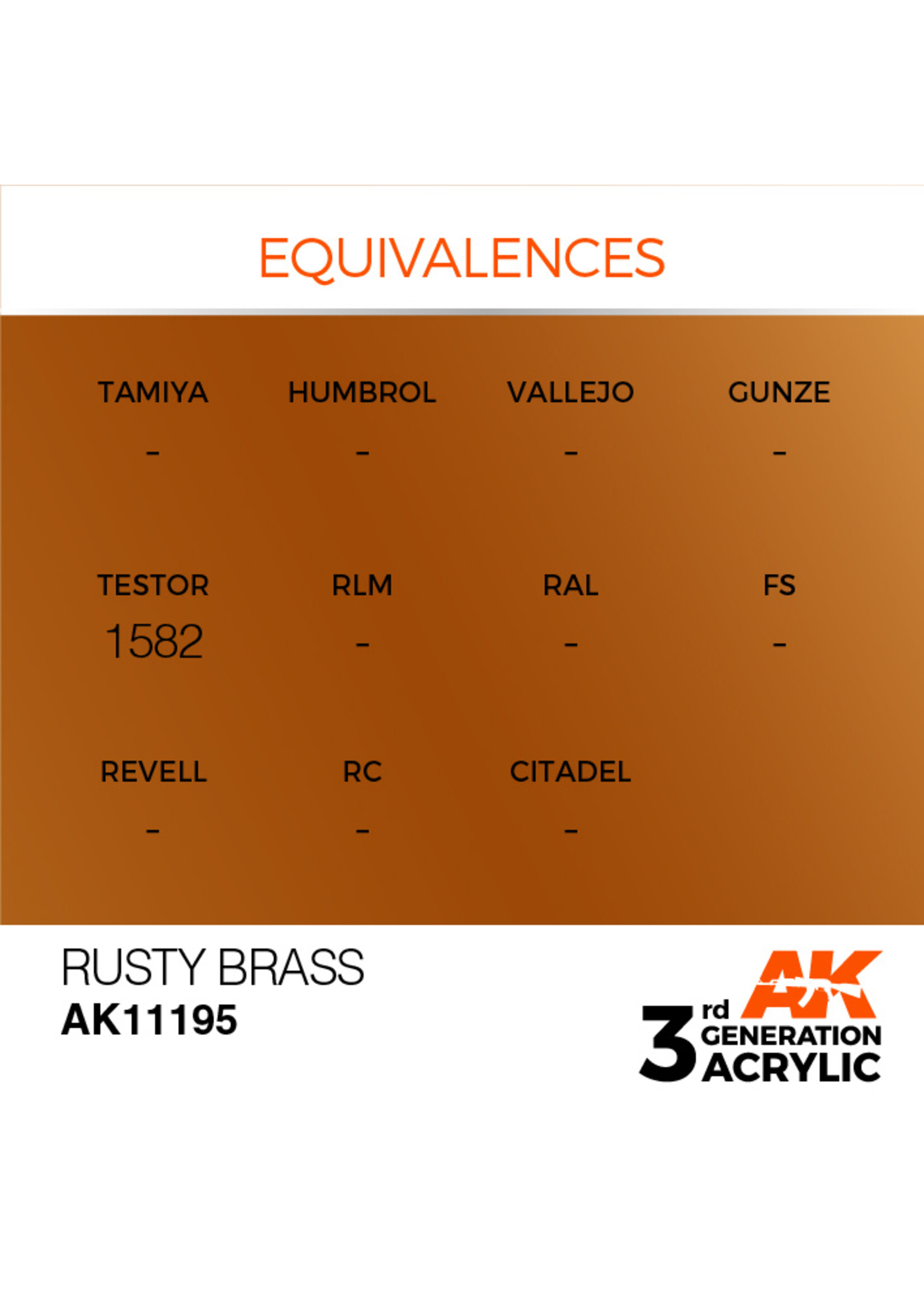 AK Interactive AK 3rd Gen Acrylics: Rusty Brass (17ml)