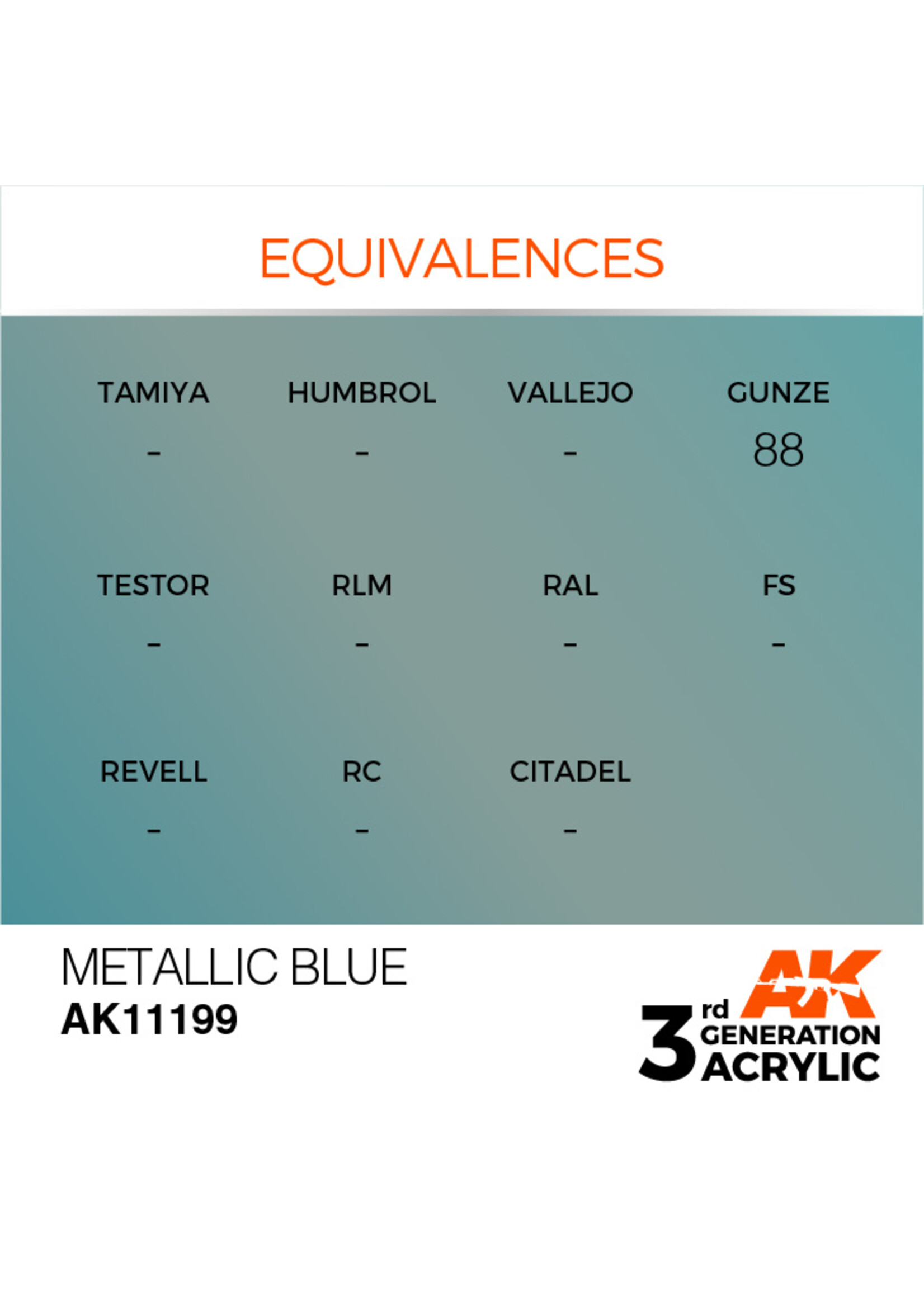 AK Interactive AK 3rd Gen Acrylics: Metallic Blue (17ml)
